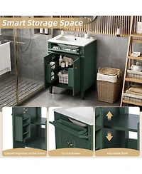 Sillysis 24" Modern Bathroom Vanity with Ceramic Sink, Soft Close Doors & Adjustable Storage Shelf for Small Spaces