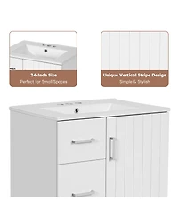 Sillysis 24" Modern Bathroom Vanity with Sink, Small Freestanding 2 Drawers and Soft Close Door