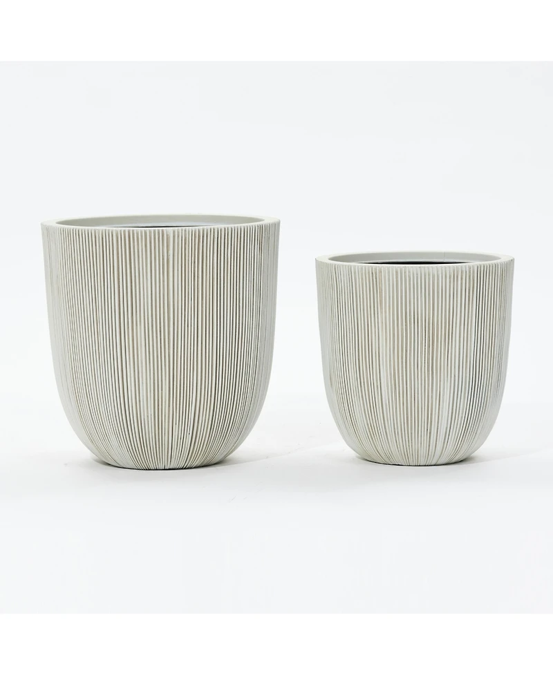 LuxenHome 2-Piece Tapered Round Plastic Planters Set, Mediterranean