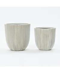 LuxenHome 2-Piece Tapered Round Plastic Planters Set, Mediterranean