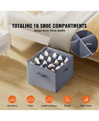 Rainsken 16 Compartments Underbed Shoe Box, Shoe Storage Organizer with Adjustable Dividers, Clear Window and Reinforced Handles for Shoes