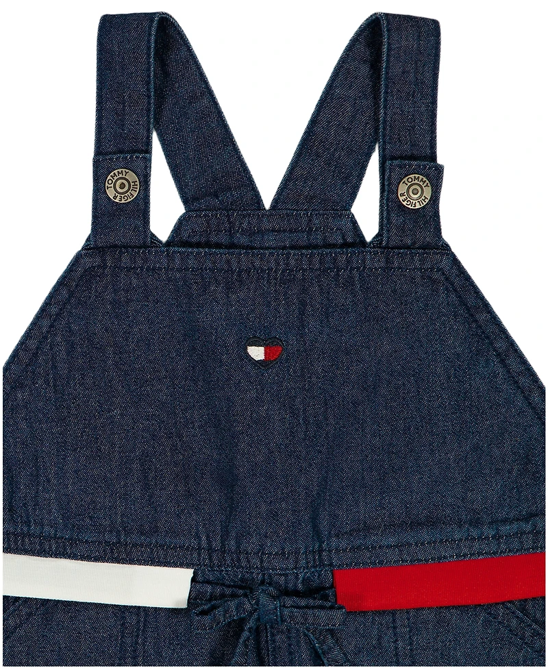Tommy Hilfiger Girls' 2T-6X Short-Sleeve Pointelle T-Shirt and Denim Skirtall, 2-Piece Set