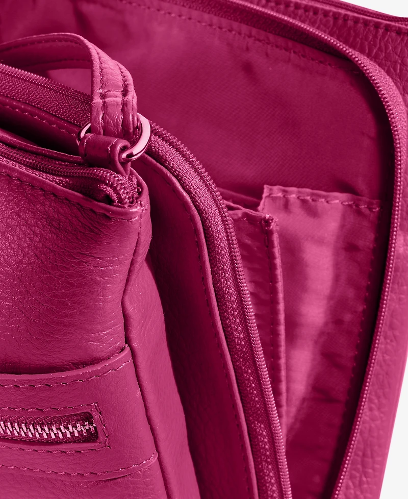 Giani Bernini Triple-Zip Pebble Leather Dasher Crossbody, Exclusively at Macy's