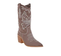 Latafa Rhinestones Embellished Cowboy Boots Women