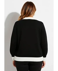 Avenue Plus Color Block Polo Sweater