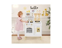 Slickblue Kids Wooden Chef Pretend Play Kitchen with Adjustable Heights