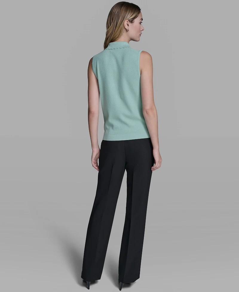 Karl Lagerfeld Paris Women's Collared Sleeveless Sweater