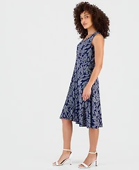 Anne Klein Essentials Petite Printed Sleeveless Midi Dress