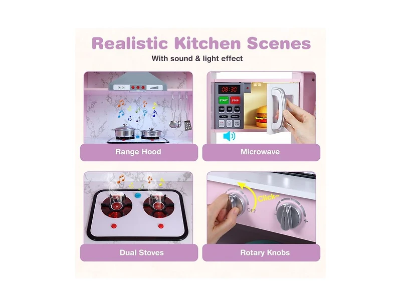 Slickblue Kids Corner Pretend Kitchen Playset with Separated Washing Basin