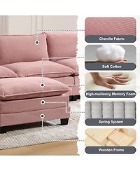 Streamdale Furniture 102" Oversized Modular Sectional Sofa with Movable Ottoman