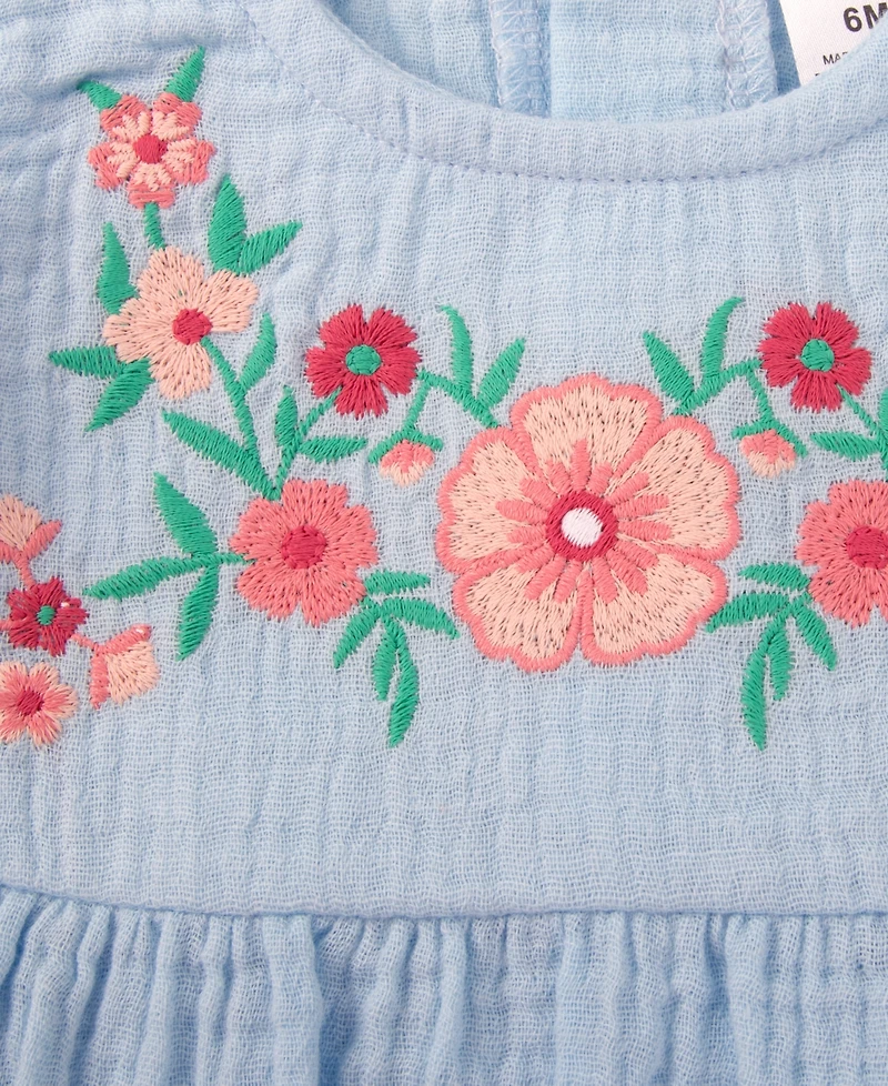 Baby Essentials Girls' Floral Flutter-Sleeve Romper & Headband, 2-Piece Set