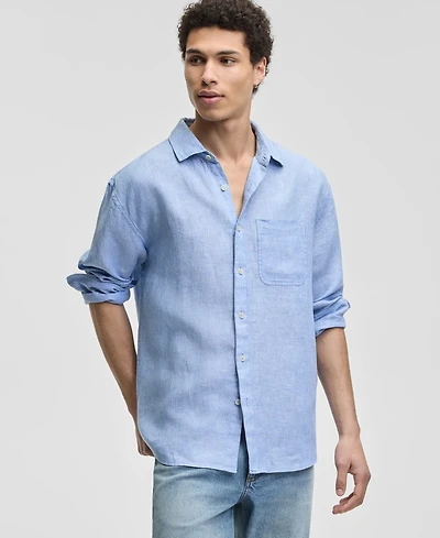 Sun + Stone Men's Long-Sleeve Striped Linen Shirt, Macy's Exclusive