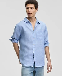 Sun + Stone Men's Long-Sleeve Striped Linen Shirt, Macy's Exclusive