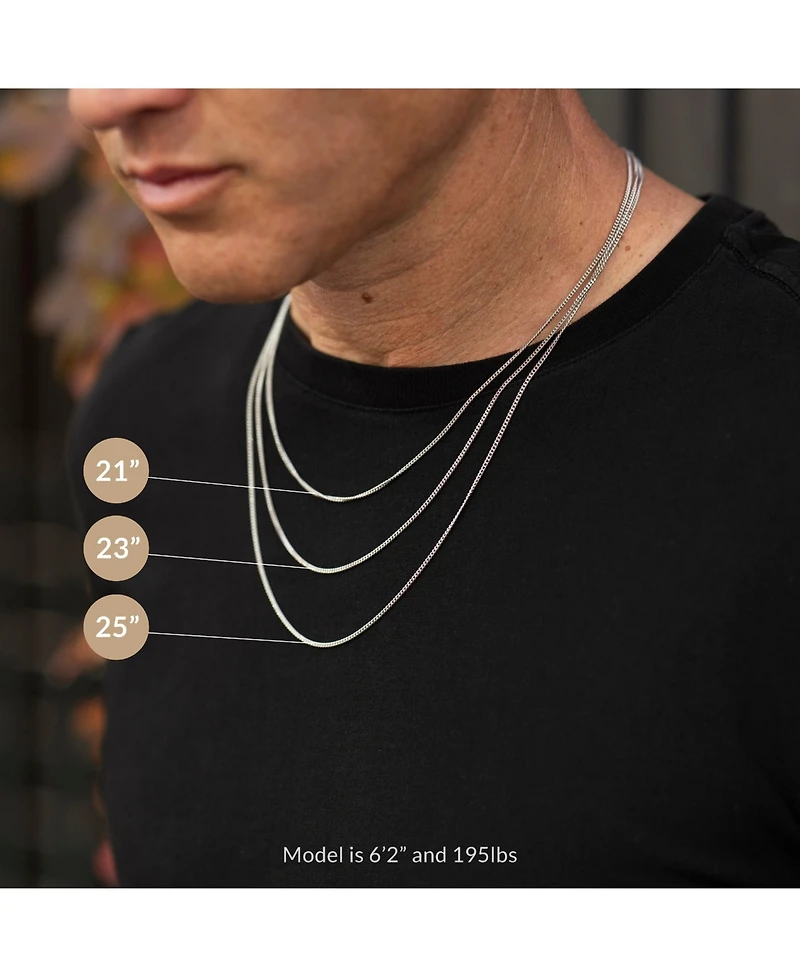 Vincero Men's Initial Tag Necklace - Silver with Micro Cuban Chain