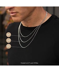 Vincero Men's Initial Tag Necklace - Silver with Micro Cuban Chain