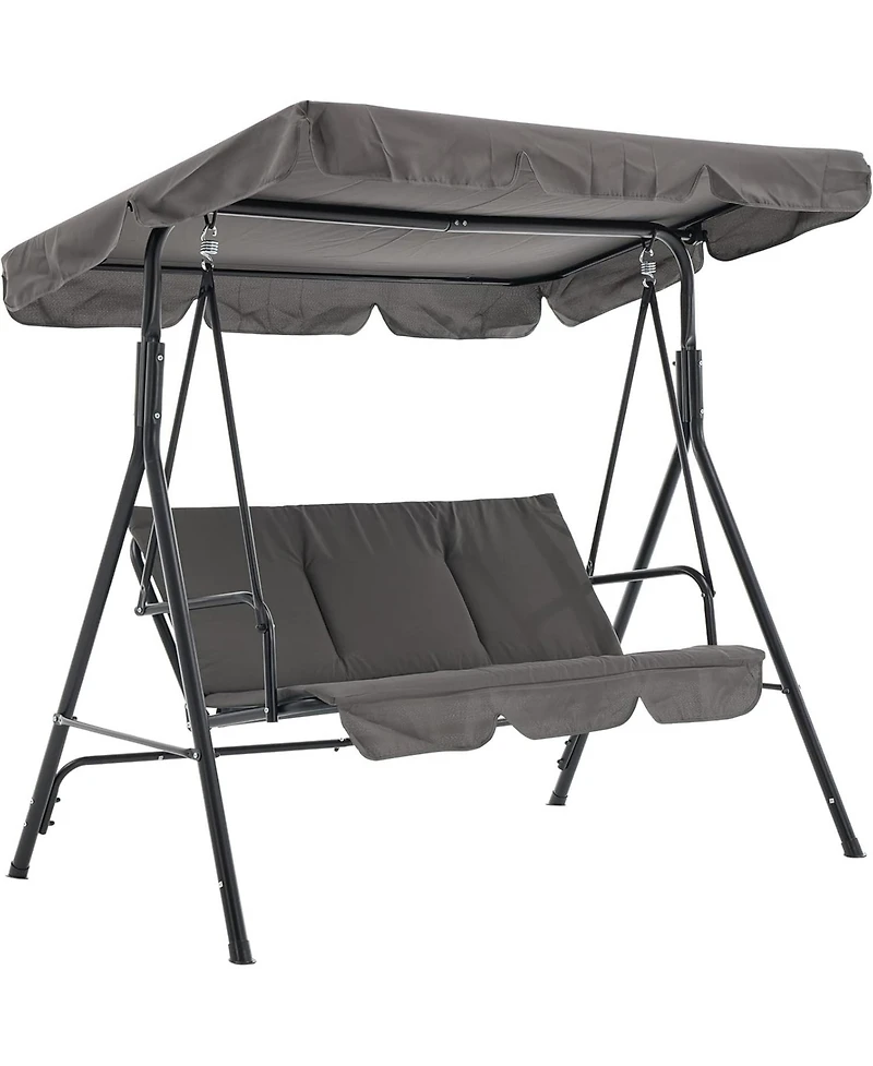 gaomon 3-Person Outdoor Patio Swing Chair with Adjustable Canopy and Armrests, Breathable Fabric Seat and Backrest, Porch Swing for Backyard or Garden