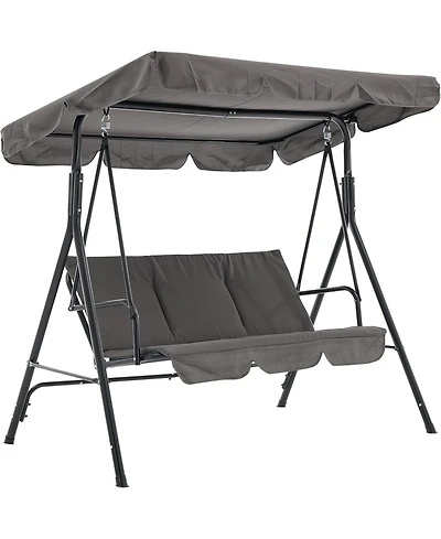 gaomon 3-Person Outdoor Patio Swing Chair with Adjustable Canopy and Armrests, Breathable Fabric Seat and Backrest, Porch Swing for Backyard or Garden