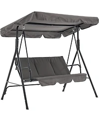 gaomon 3-Person Outdoor Patio Swing Chair with Adjustable Canopy and Armrests, Breathable Fabric Seat and Backrest, Porch Swing for Backyard or Garden