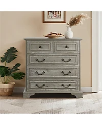 Clihome Modern 5-Drawer Dresser for Bedroom - Ample Storage Wide Chest of Drawers, Sturdy & Safe