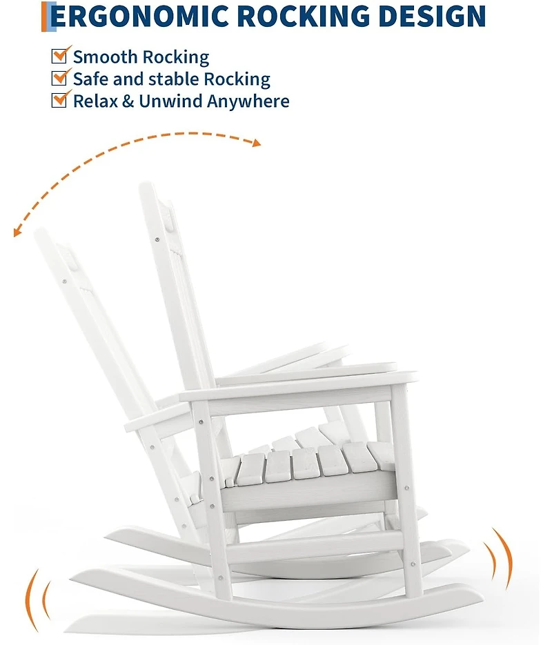 gaomon Poly Lumber Rocking Chair Outdoor - Hdpe High Back Porch Rocker Chairs for Adults