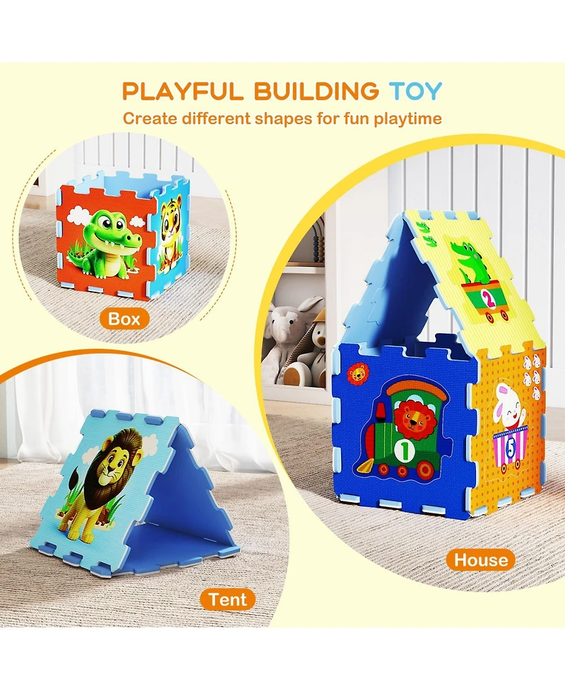 Slickblue 8 Pieces Educational Animal Foam Play Mat for Babies