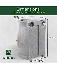 Good Ideas RWURN50-lig 50 Gallon Rain Saver Wizard Barrel Urn, Light Granite