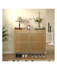gaomon Oak Slim Freestanding Shoe Cabinet