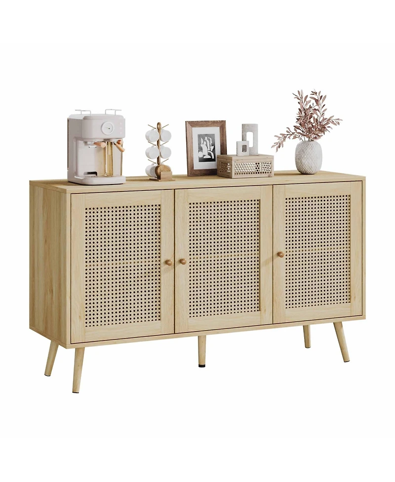 gaomon Rattan Storage Cabinet with 3 Doors