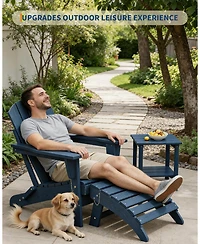 gaomon Folding Adirondack Ottoman Set of 2 - Hdpe All-Weather Outdoor Footrests for Patio, Deck, Lawn, Poolside