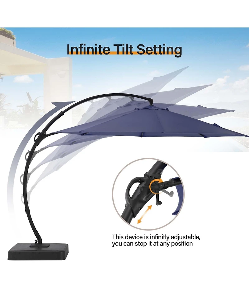 Boyel Living 11ft Luxury Cantilever Patio Umbrella with Weighted Base