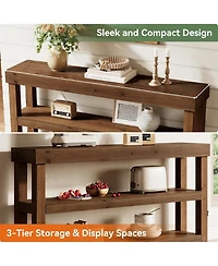 Tribesigns 63-Inch Solid Wood Entry Console Table,arrow Sofa Table Behind The Couch, Entryway Furniture with Storage Shelves