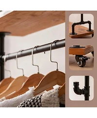 Yigii Industrial Pipe Clothes Rack with Wheels, 2-Tier, Heavy Duty