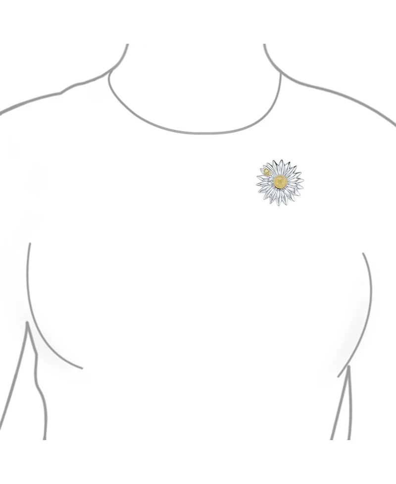 Bling Jewelry Two Tone Brooch Pin Fashion Ladybug Sunflower Daisy Scarf Silver Gold Plated