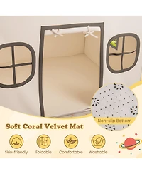 Mecale Kids Large Playhouse Tent with Star Lights, Door Curtain, and Windows, Indoor