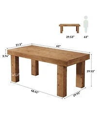 Tribesigns Solid Wood Executive Desk, Home Office Computer Desk with Sturdy Wooden Legs, Farmhouse Simple Writing Study Table