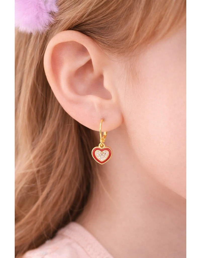 Chanteur Girls 18K Gold Plated Heart Hypoallergenic Earrings with Sterling Silver Lever backs