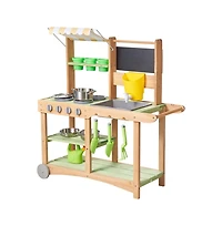 Slickblue Kids Outdoor Mud Kitchen Playset with Sink, Canopy & Accessories