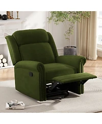 Clihome Velvet Swivel Rocking Chair, Modern Upholstered Glider Chair Adjustable Backrest Recline