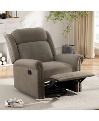 Clihome Velvet Swivel Rocking Chair, Modern Upholstered Glider Chair Adjustable Backrest Recline