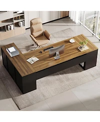Tribesigns 85.8-Inch L-Shaped Executive Desk, Extra Large Modern Office Desk with File Drawers