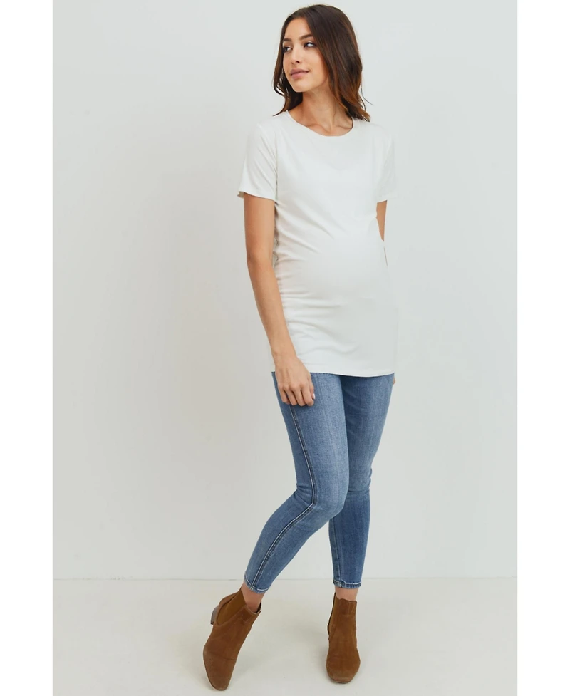 Hello Miz Maternity Short-Sleeve Crewneck T-Shirt Top