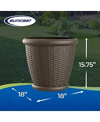 Suncast Willow 18" Diameter Decorative Wicker Patio Planter Pot, Java (4 Pack)