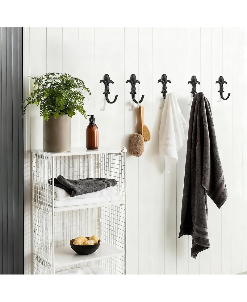 Yigii 5 Pack Heavy Duty Zinc Alloy Wall Hooks for Hanging Clothes, Towels, and More