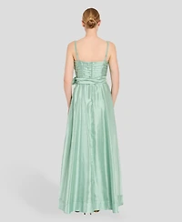 Tahari Asl Women's Ruched Bodice Ruffle Front Gown