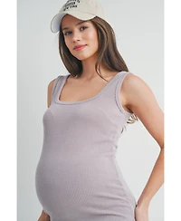 Hello Miz Maternity Square Neck Ribbed Sleeveless Tank Top