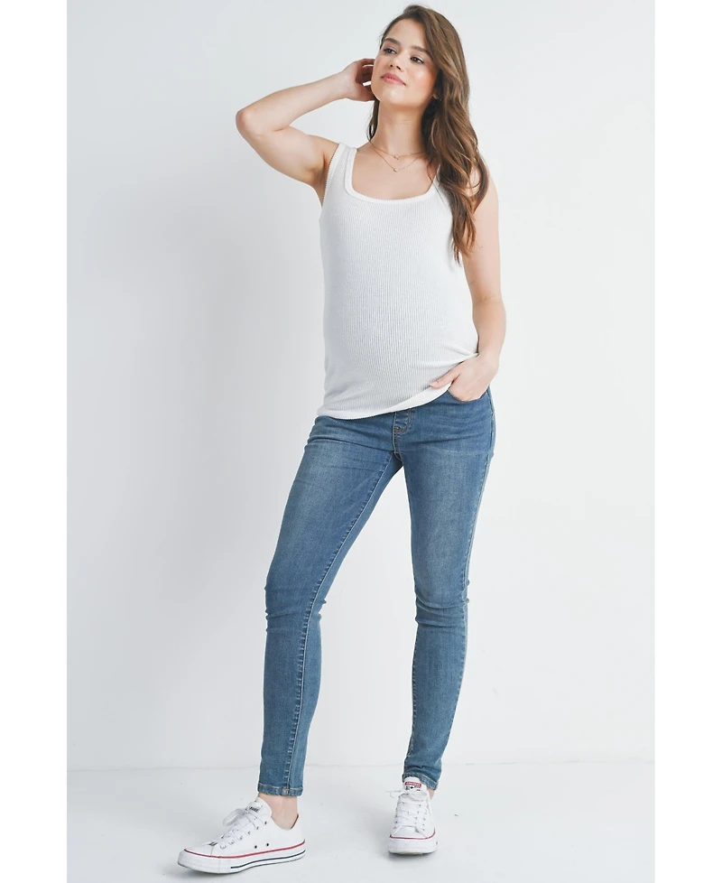 Hello Miz Maternity Square Neck Ribbed Sleeveless Tank Top