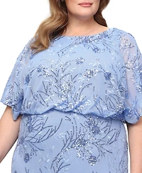 Sl Fashions Plus Round-Neck Blouson Sequin Dress