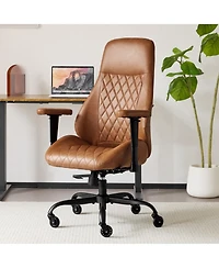 Boyel Living High Back Ergonomic Leather Office Chair with Lumbar Support, Adjustable Armrests, Silent Casters – Home Executive Desk