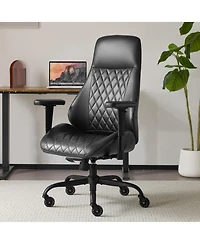 Boyel Living High Back Ergonomic Leather Office Chair with Lumbar Support, Adjustable Armrests, Silent Casters – Home Executive Desk