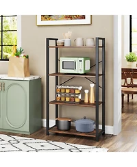 Sugift 4-Tier Bookshelf with Heavy Duty Metal Frame Industrial Display Shelf